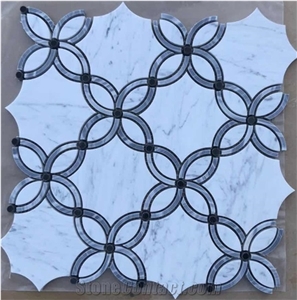 Carrara White Marble Blossom Waterjet Mosaic Tile
