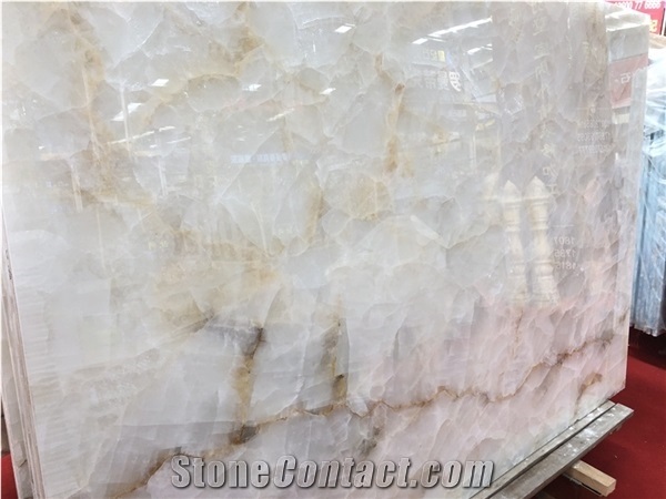 Luxury White Ice Onyx Slab For Home Walling
