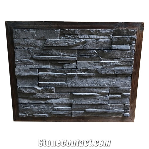 Artificial Building Materials Faux Black Culture Stone Panel
