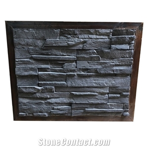 Artificial Building Materials Faux Black Culture Stone Panel