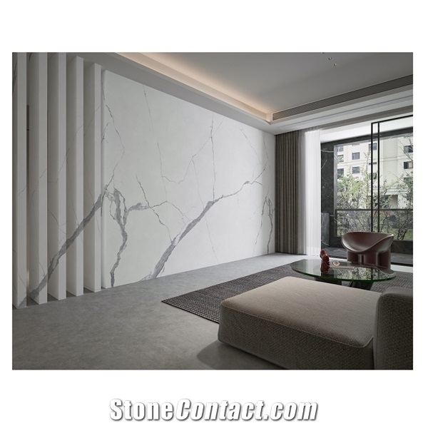 Artificial Calacatta Sintered Marble Wall Decor Panel Sheet