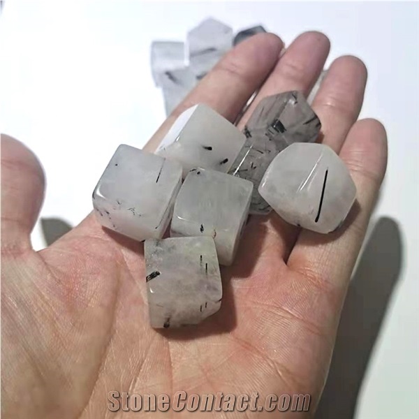 Black Tourmaline Cubes Tumbled Healing Crystal Gravel Chips