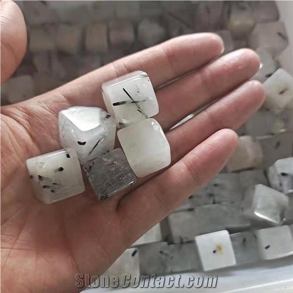 Black Tourmaline Cubes Tumbled Healing Crystal Gravel Chips