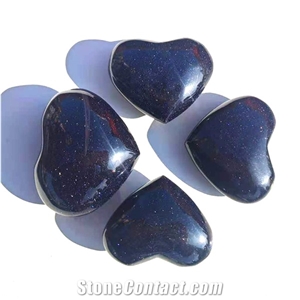 Blue Gold Heart Folk Crafts Polished Quartz Healing Gift