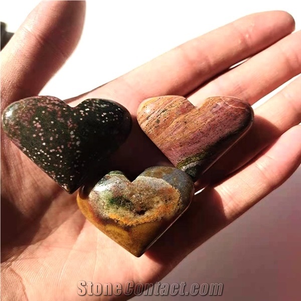 Ocean Jasper Heart Hand Polished Crystal Quartz Healing