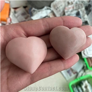 Pink Opal Heart Hand Carved Natural Quartz Crystal Gemstone
