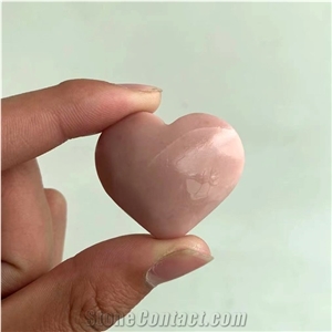 Pink Opal Heart Hand Carved Natural Quartz Crystal Gemstone