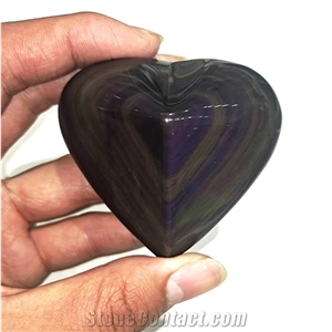 Rainbow Obsidian Crystal Quartz Gemstone Heart Shape Healing
