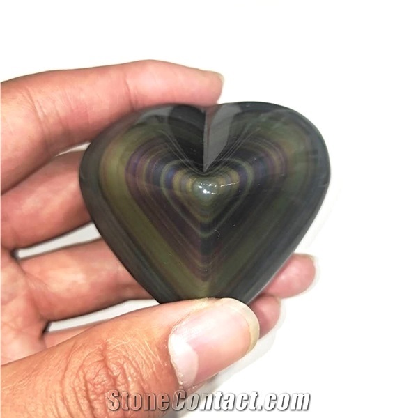 Rainbow Obsidian Crystal Quartz Gemstone Heart Shape Healing