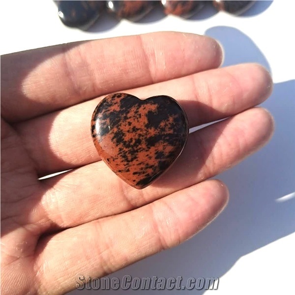 Red Obsidian Heart Small Crystal Red Quartz Healing Heart