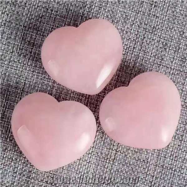 Rose Quartz Gemstone Crafts Heart Crystal Cute Healing