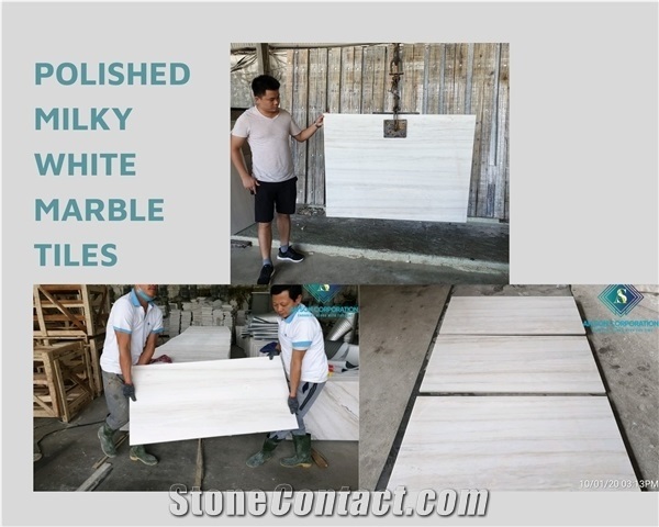 Biggest Sale Polished Milky White Marble Tiles Free Sample