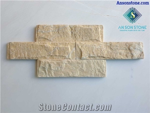 Cheap Wholesale Yellow Marble Mushroom Face Wall Cladding