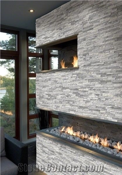Grey Wall Panel for Fireplace