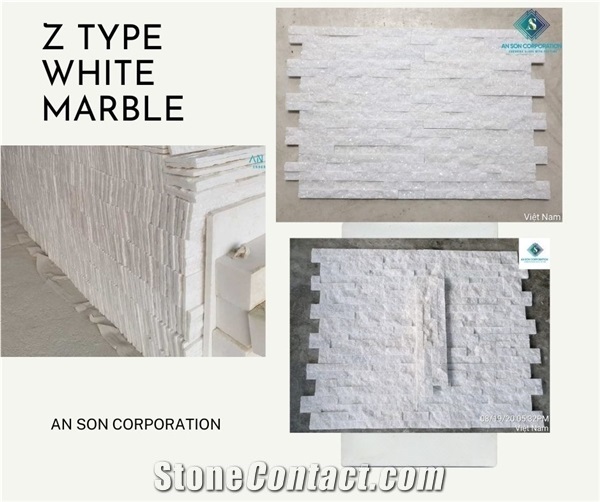 Wall Panel: Z Type White Marble for Home Decor