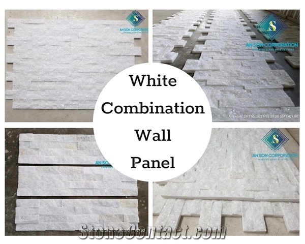 White Combination Wall Panel Stones