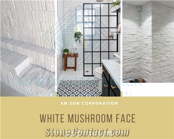 White Mushroom Marble, Split Face Wall Cladding