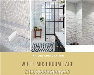 White Mushroom Marble, Split Face Wall Cladding