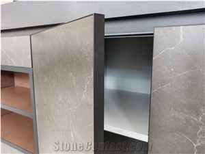 Gray Sintered Stone Modern Kitchen Cabinets Door