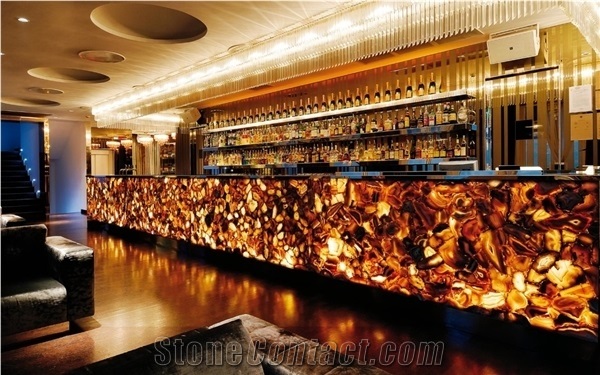 Luxury Agate Crystal Gemstone Led Light Bar Commercial Counters