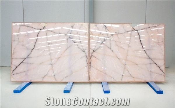 Natural Pink Onyx 2 cm Slabs, Bookmatched