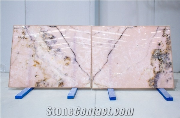 Natural Pink Onyx 2 cm Slabs, Bookmatched