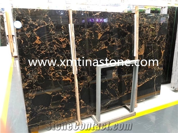 China Portoro Gold Marble Black Golden Vein Slabs
