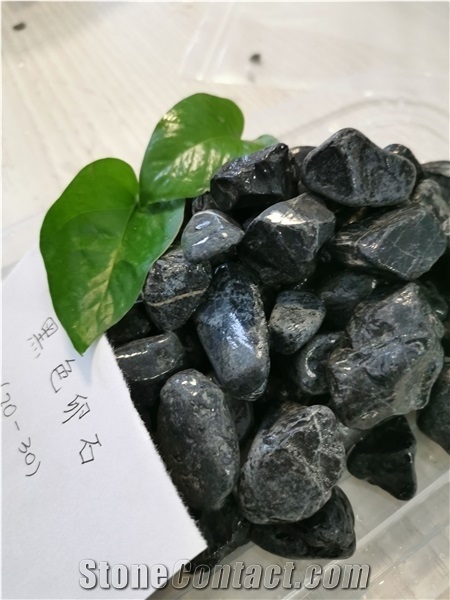 Black Marble Crushed and Tumbled Gravel Pebbles Chips Tjc01