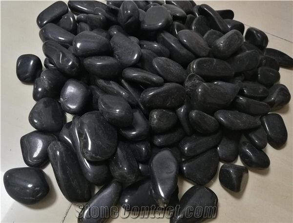 Chinese Black Polished Garden Pebbles Hbcps-04