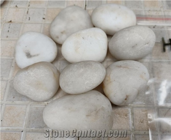 Chinese White Polished Garden Pebbles Hbcps-05b