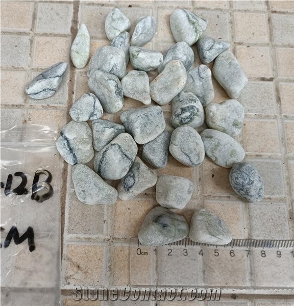 White+Green Granite Crushed and Tumbled Gravel Hbcps-12b