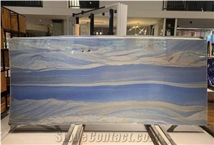 Luxury Azul Macaubas Quartzite Grand Skylight Blue Countertop