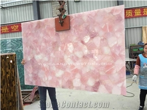 Pink Quartz Slabs Semiprecious Stone
