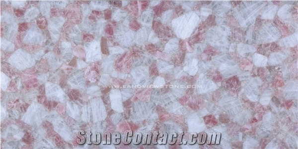 Pink Quartz Slabs Semiprecious Stone