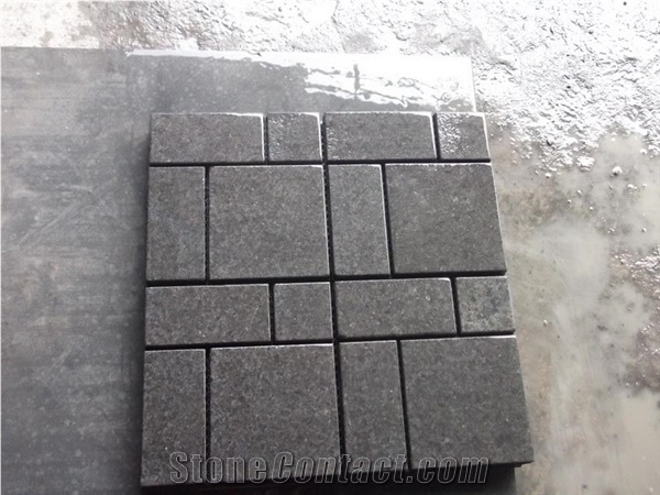 Flamed Brushed Natural Quarry G684 Granite Cubes Paving Mats
