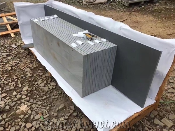 Hainan Andesite Honed Grey Basalt Slabs for Stair Riser Step