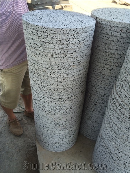 Lava Stone Hainan Grey Andesite Hardscape Round Steppers