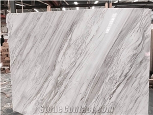 Polished Greek Volakas White Marble Interior Flooring Slab