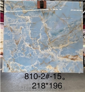 Blue Ice Onyx Slab Wall Cladding Bathroom Tile Use