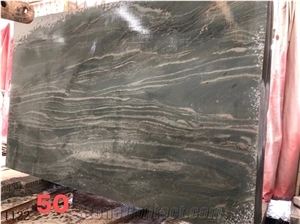 Green Fire Quartzite Wooden Botanic Wave Slab Wall Tile