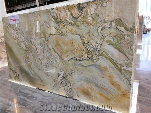 Onde Buena Gold Quartzite Granite Slab in China Stone Market