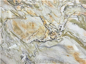 Onde Buena Granite Gold Quartzite Slab Wall Tile in China