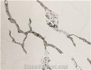 Chinese Calacatta White Artificial Quartz Stone Countertop