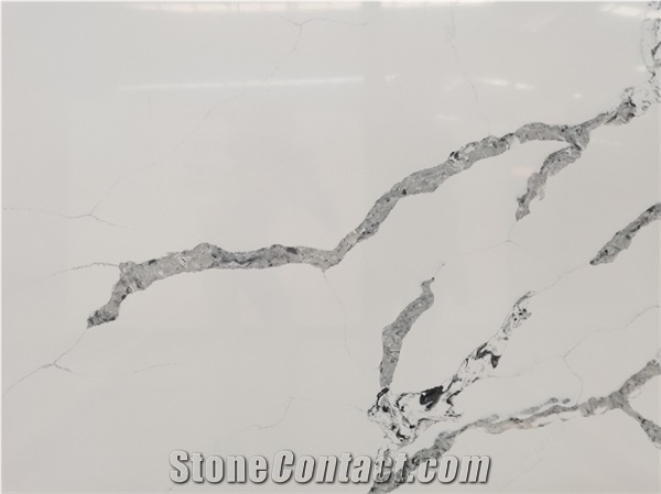 Chinese Calacatta White Artificial Quartz Stone Countertop