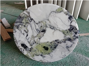 Ice Jade Round Marble Table with Black Vein for Hotel