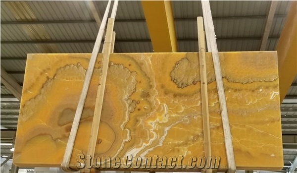 Natural Orange Yellow Onyx Slabs for Walling Cladding Tiles
