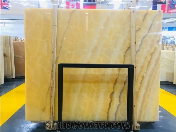 Peach Orange Onyx Slab and Tiles for Floor and Wall
