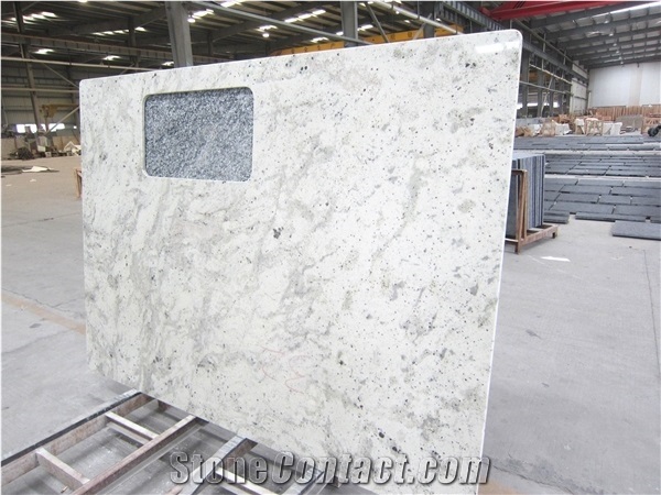Polished Andromeda White Natural Granite Slabs Kitchen Tiles