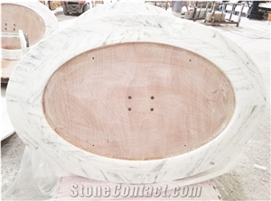 Polished Design Carrara White Natural Marble Table Round Top