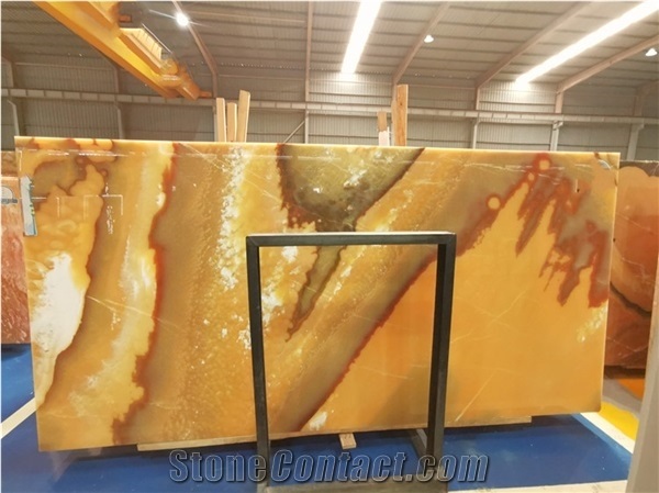 Polished Natural Yellow Onyx Slabs for Wall Flooring Tiles